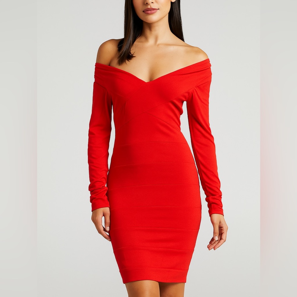 Elegant coral red dress